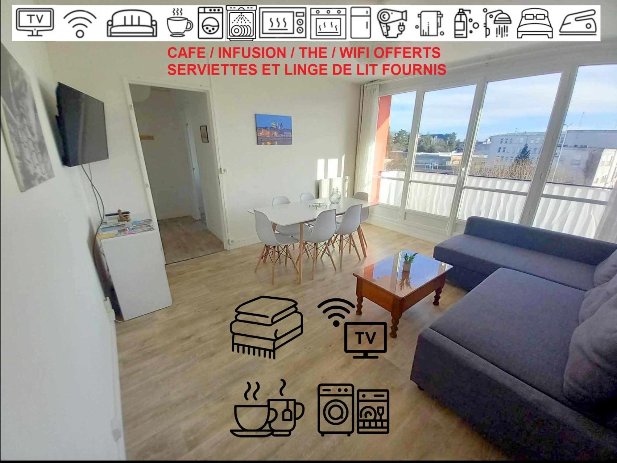 올리언스 T3 57M2 Avec Balcon Proche Gare Sncf, Wifi Et Cafe Et The Offerts 아파트 외부 사진